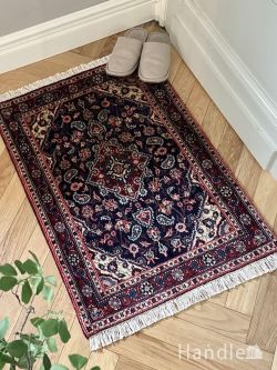 ハマダン（Hamedan）のオールドペルシャ、玄関マットサイズの華やかな絨毯