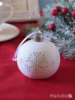 インテリア雑貨 オブジェインテリア クリスマス用のディスプレイ雑貨、陶器製のオーナメント（スノー）（LEDライト付き）