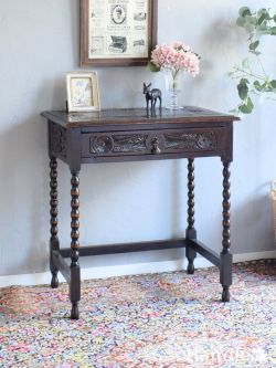 アンティーク家具 アンティークのテーブル 英国アンティークのホールテーブル、デスクにも使えるオーク材のコンソールテーブル