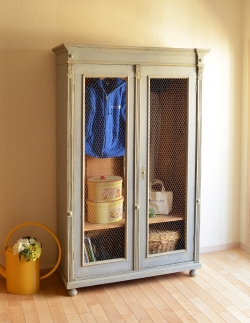 アンティーク家具 ワードローブ アンティークのフレンチ家具、グリアージュのワードローブ（グレー）