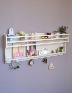 アンティーク家具 アンティークのウォールハンガー フックがたくさん付いたアンティークウォールシェルフ（スパイスラック）