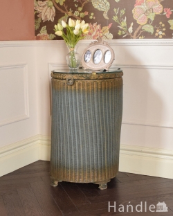 アンティーク家具 ブランケットボックス・収納ボックス イギリスのアンティークロイドルーム家具、青色のランドリーボックス