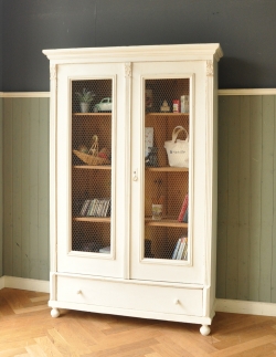 アンティーク家具 アンティークのキャビネット ホワイトペイントのアンティーク家具、フランスのグリアージュキャビネット