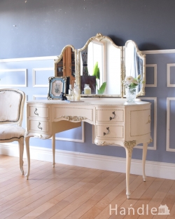 アンティーク家具 アンティークのドレッサー 三面鏡タイプのドレッシングチェスト、美しいアンティーク家具