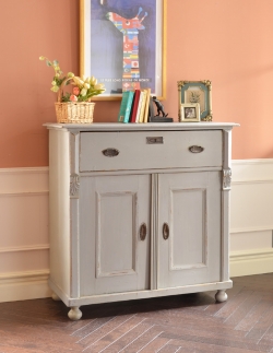 アンティーク家具 アンティークのキャビネット グレーペイントのアンティークフレンチインテリア、おしゃれなキャビネット