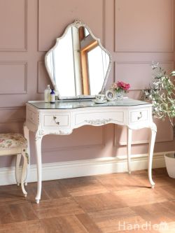 フランスのアンティーク家具、女性らしいフォルムのドレッシングテーブル(d-1582-f)