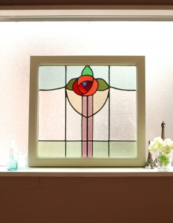 アンティーク雑貨 ステンドグラス アンティーク パステルカラー×クラシカルなローズ アンティークステンドグラス