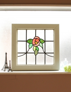 アンティーク雑貨  マーブル模様の可愛いローズ、アンティークステンドグラス