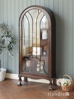 アンティーク家具 アンティークのキャビネット 曲線ラインが美しいアールヌーボーの本棚、イギリスから届いたアンティークブックケース