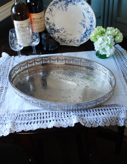 アンティーク雑貨 英国の銀雑貨、シェフィールドプレートのサルヴァ(銀盆)(アンティークシルバー)