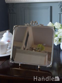 インテリア雑貨 ミラー・時計 フランスのおしゃれな鏡、コントワール・ドゥ・ファミーユの真鍮製ミラー