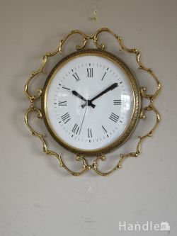 インテリア雑貨 時計 壁掛け イタリアから届いたおしゃれな時計、真鍮製の装飾が豪華なウォールクロック
