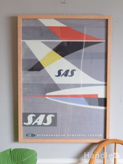 インテリア雑貨 アートポスター・フレーム 北欧スタイルのおしゃれなアートフレーム「SAS 1960年代」スカンジナビア航空の広告ポスター