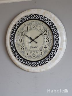 インテリア雑貨 時計 壁掛け アンティーク調のおしゃれなデザイン、バッファローボーンの掛け時計（ウォールクロック）