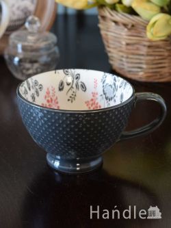 フランスのおしゃれな食器、コントワール・ドゥ・ファミーユのジャンボカップ（Dark grey）(cf-1510)