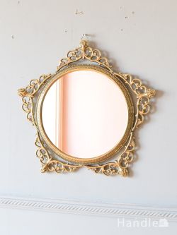 インテリア雑貨 鏡おしゃれ イタリアから届いたキラキラ輝く星の形の鏡、真鍮製のウォールミラー