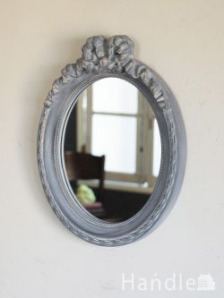 インテリア雑貨 鏡おしゃれ フレンチアンティーク風のおしゃれな鏡、リボンの模様が可愛い壁掛けのミラー