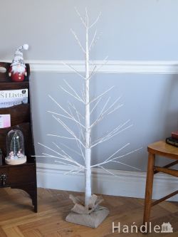 インテリア雑貨 オブジェインテリア おしゃれなクリスマスツリー、LEDイルミネーションツリー(ホワイト・L)（リモコン付き）