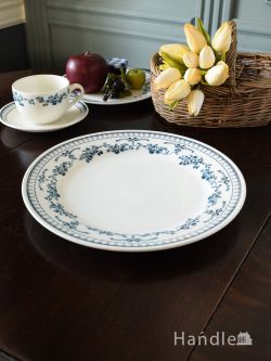 インテリア雑貨 プレート皿 コントワール・ドゥ・ファミーユのディナープレート、青いバラの模様のフォスティーヌ（OLD BLUE 26cm）