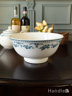 インテリア雑貨 テーブルウェア コントワール・ドゥ・ファミーユのサラダボウル、青いバラの模様のフォスティーヌ（OLD BLUE）