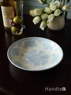インテリア雑貨 プレート皿 英国バーレイ社の陶磁器、ブルーアジアティックフェザンツのパスタプレート