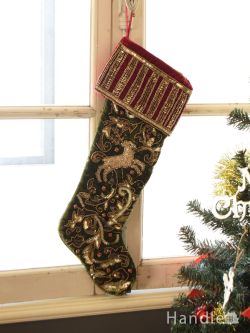 クリスマスまでの時間を楽しむ、サンタさんの靴下のオーナメント（RD/GN）