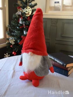 インテリア雑貨 オブジェインテリア 北欧のクリスマス雑貨、真っ赤な帽子を被った妖精トムテの人形（RD）