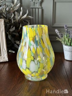 インテリア雑貨 フラワーベース おしゃれなガラスの花瓶、マーブルガラスのフラワーベース