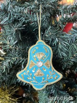 インテリア雑貨 オブジェインテリア クリスマスツリーを華やかに彩ってくれる、鮮やかなブルーのベルのおしゃれなオーナメント