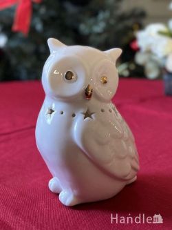 インテリア雑貨 オブジェインテリア セラミックで出来たフクロウのオブジェ、LEDライトが付いた陶器のテーブルライト