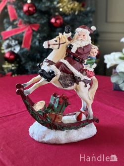 インテリア雑貨 オブジェインテリア 白馬に乗ったサンタさんが可愛い、クリスマス用の卓上オブジェ