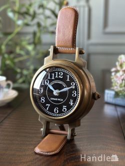 インテリア雑貨 時計 壁掛け 腕時計のモチーフが雰囲気漂うアンティーク調の時計、落ち着いたブロンズ色に輝くおしゃれなクロック