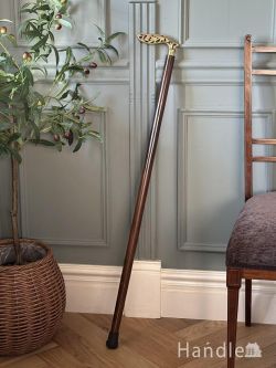 インテリア雑貨 その他インテリア雑貨 おしゃれなお出かけ時間を楽しむステッキ、アンティーク風仕上げた持ち手がおしゃれな真鍮製の杖（フラワー）