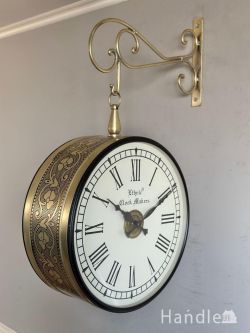 インテリア雑貨 時計 壁掛け アンティーク調のおしゃれな時計、両面が使えるでおしゃれな壁掛け時計