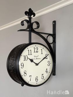 インテリア雑貨 時計 壁掛け アンティーク調のおしゃれな時計、百合の紋章が入った壁掛け時計