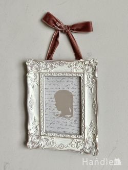 インテリア雑貨 フォトフレーム アンティーク 可愛いリボンが付いた写真入れ、フランスアンティーク風の壁掛けフォトフレーム(縦型)