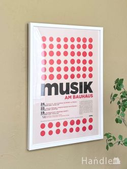 インテリア雑貨 アートポスター・フレーム ヴィンテージスタイルのアートフレーム、「musik AM BAUHAUS」グラフィックアートポスター