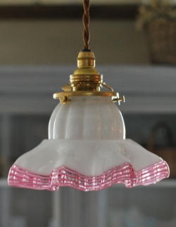 アンティーク雑貨  アンティーク シェード ペンダントライト（器具セット付き）