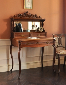 アンティーク家具  ゴージャスなアンティーク南仏家具、ミラー付きの華やかなデスク