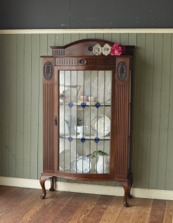 アンティーク家具  美しいアンティークの英国家具、マホガニー材のショーケース