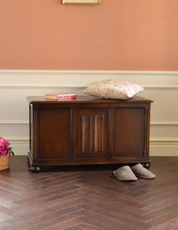 アンティーク家具  アンティークの英国家具、オーク材のコファー（ベンチ）