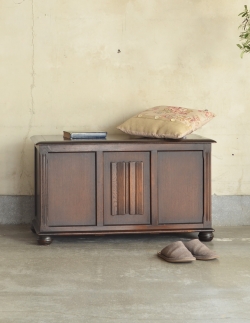 アンティーク家具  1930年代のアンティーク英国家具、オーク材のコファー（ベンチ）