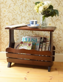 アンティーク家具 マガジンラックおしゃれ テーブル付の便利なマガジンラック、イギリスのアンティーク家具