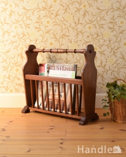 アンティーク家具 マガジンラックおしゃれ 持ち運びもらくらく、イギリスから届いたアンティークマガジンラック