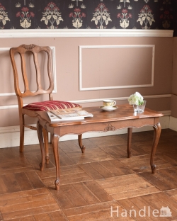 アンティーク家具 アンティークのテーブル エレガントなフランスのアンティーク家具、市松模様のコーヒーテーブル