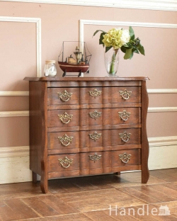 アンティーク家具 アンティークのチェスト フレンチスタイルの優雅なアンティーク家具、小ぶりな４段チェスト（コモード）