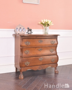 アンティーク家具 アンティークのチェスト 南フランススタイルの優雅なアンティーク家具、小ぶりな3段チェスト(コモード)