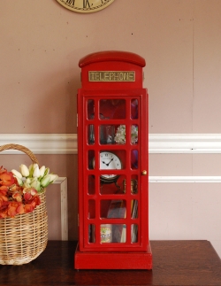 アンティーク雑貨 アンティーク 赤い電話ボックスキャビネット