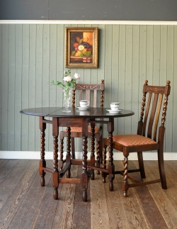 アンティーク家具 アンティークダイニングテーブル 素敵なアンティーク家具、ゲートレッグテーブル（伸張式テーブル）