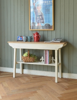 アンティーク家具 アンティークのデスク・書斎机 2トーンカラーの棚板付きアンティーク家具、イギリスのコンソールテーブル